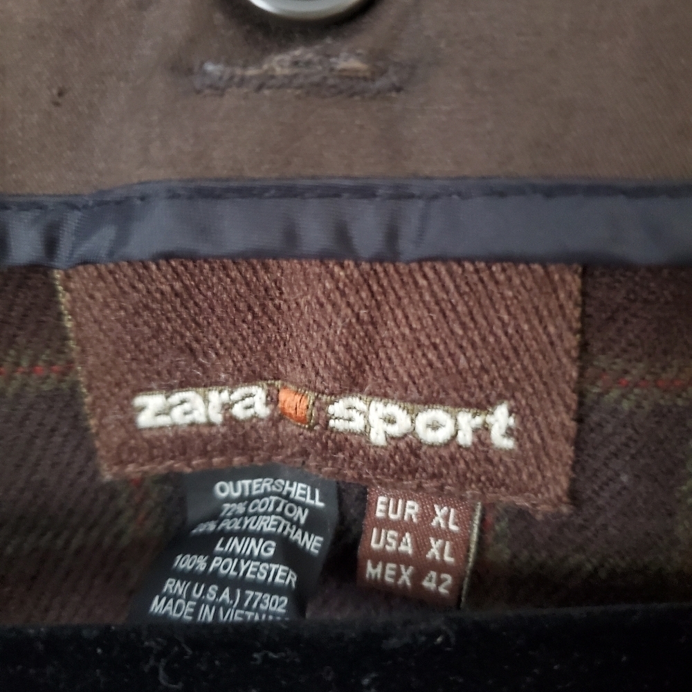 Zara Short Cotton Trench Car Coat Jacket Chocolate Brown Men's Size XL - Picture 7 of 14